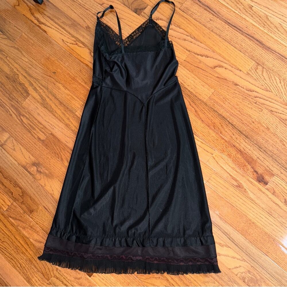 Vintage 1940s Stephenie Black Chiffon Slip Dress Rare Size - Picture 4 of 9